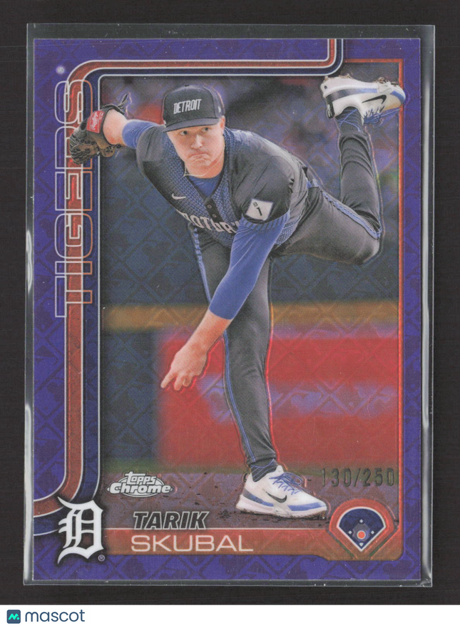 2025 Topps Chrome Tarik Skubal #258 Purple Logofractor Refractor 130/250
