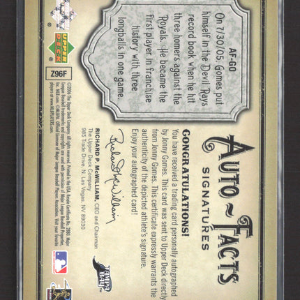 2006 Upper Deck Artifacts Auto-Facts Signatures Jonny Gomes #AF-GO 477/700 Auto