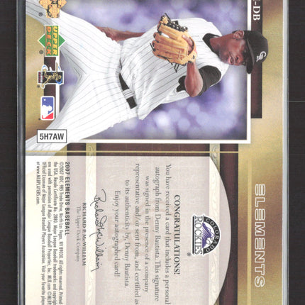 2007 Upper Deck Elements Elemental Autographs Denny Bautista #AU-DB Auto