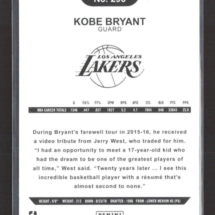 2018 Panini NBA Hoops Kobe Bryant #296