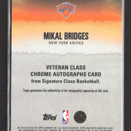 2026 Topps Signature Class Veteran Class Chrome Mikal Bridges Red 10/25 Auto