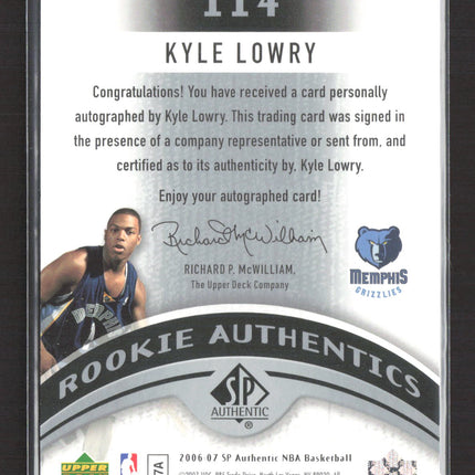 2006 SP Authentic Kyle Lowry #114 166/999 Auto