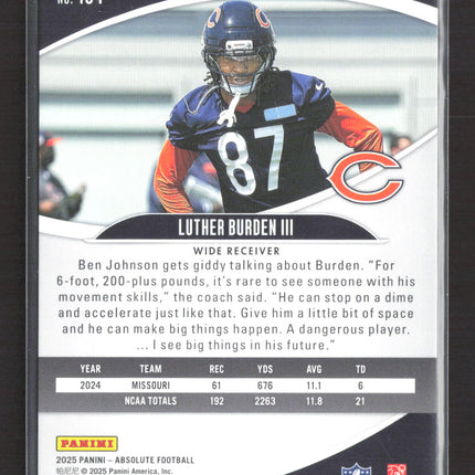 2025 Panini Absolute Football Luther Burden III #154 Stars RC 16/325