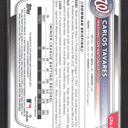 2025 Bowman Chrome Carlos Tavares #CPA-CT 1st Auto