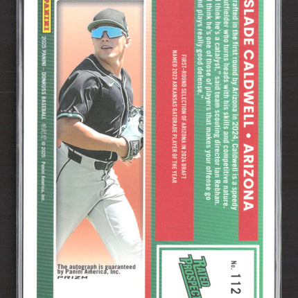 2025 Panini Donruss Optic Prizm Slade Caldwell #112 Rated Prospect Auto