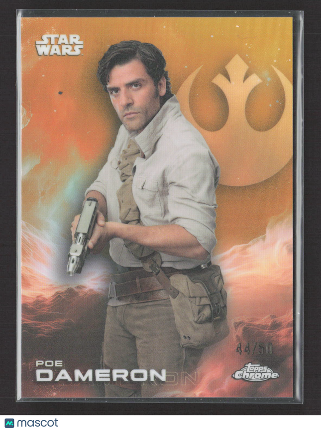 2019 Topps Chrome Star Wars Poe Dameron Oscar Isaac 44/50 #145 Gold