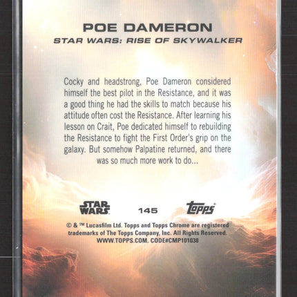 2019 Topps Chrome Star Wars Poe Dameron Oscar Isaac 44/50 #145 Gold