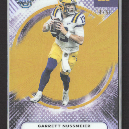 2025 Topps Bowman University Best Garrett Nussmeier #59 Gold Refractor 04/50