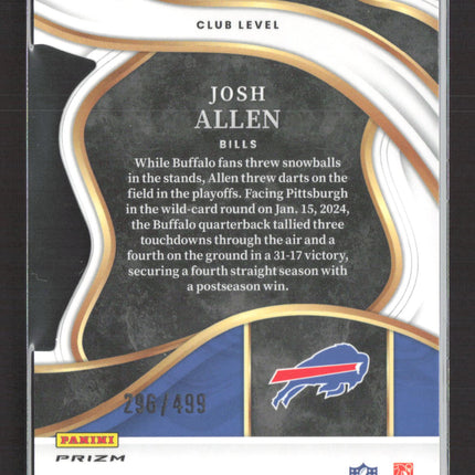 2024 Panini Select Prizm Josh Allen #252 Green 296/499