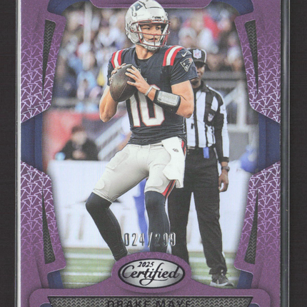 2025 Panini Certified Drake Maye #67 Purple 024/299