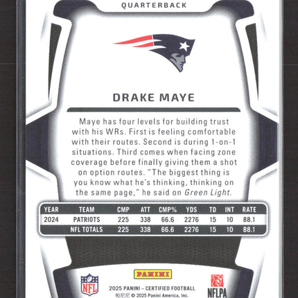 2025 Panini Certified Drake Maye #67 Purple 024/299
