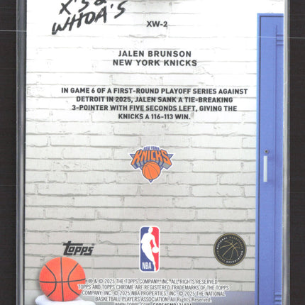 2025 Topps Chrome X's & Whoa's Jalen Brunson #XW-2 Aqua 181/199