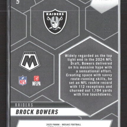 2025 Panini Mosaic Prizm Montage Brock Bowers #5 White /25