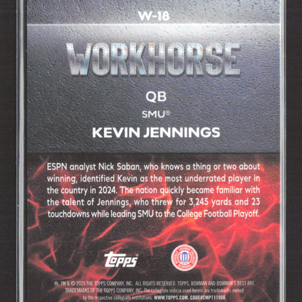 2025 Bowman University Best Workhorse Kevin Jennings #W-18 Orange 18/25