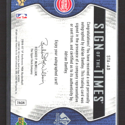 2007 Upper Deck SP Authentic Sign of the Times Adrian Dantley #STA-AD 31/50 Auto