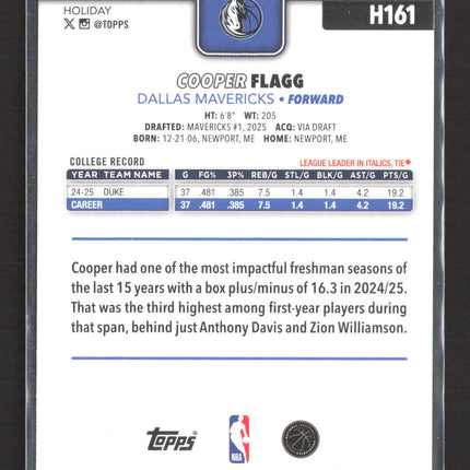 2025 Topps Holiday Cooper Flagg #H161