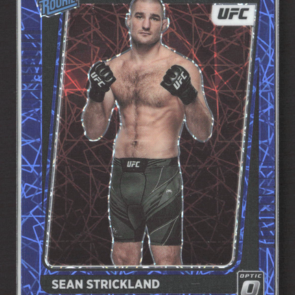 2022 Panini Donruss Optic Prizm UFC Sean Strickland #111 Blue Velocity
