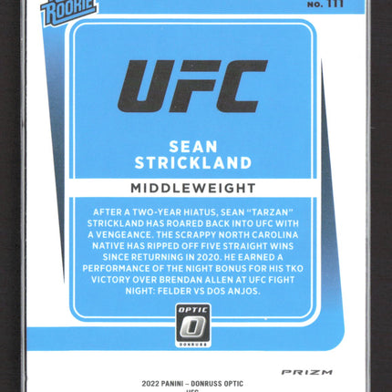 2022 Panini Donruss Optic Prizm UFC Sean Strickland #111 Blue Velocity