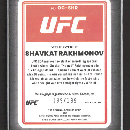 2023 Panini Donruss Optic Opti-Graphs Shavkat Rakhmonov #OG-SHR Red 199/199 Auto