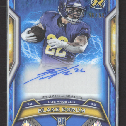 2025 Topps Resurgence Blake Corum #RRS-BC Blue 40/99 Auto