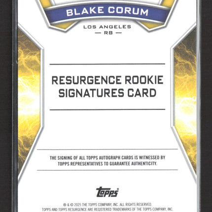 2025 Topps Resurgence Blake Corum #RRS-BC Blue 40/99 Auto