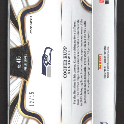 2025 Panini Select Prizm Field Level Cooper Kupp #415 Pink Glitter 12/15