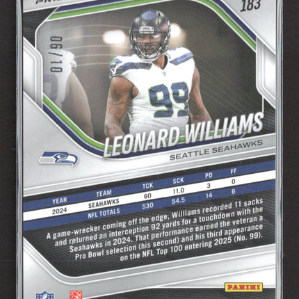 2025 Panini Prizm Leonard Williams #183 Gold Shimmer 06/10