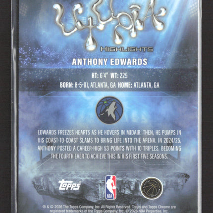 2026 Topps Chrome Utopia Highlights Anthony Edwards #UH-9