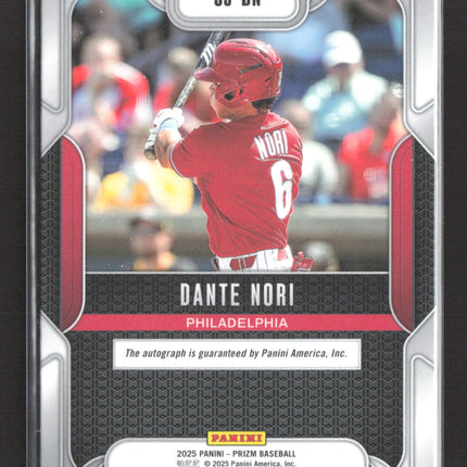 2025 Panini Prizm Baseball Sensational Signatures Dante Nori #SS-DN Auto