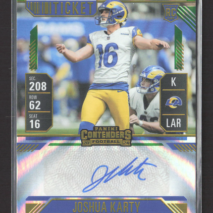 2025 Panini Contenders Football Joshua Karty #245 Green RC Auto
