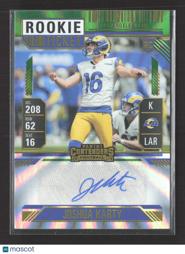 2025 Panini Contenders Football Joshua Karty #245 Green RC Auto