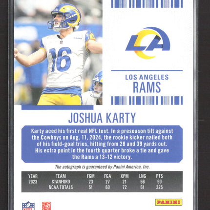 2025 Panini Contenders Football Joshua Karty #245 Green RC Auto