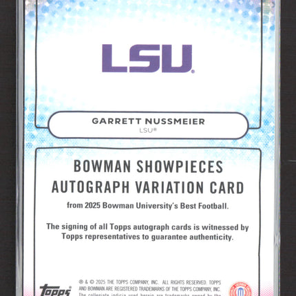 2025 Topps Bowman University Best Showpieces Garrett Nussmeier #BSA-GN Auto