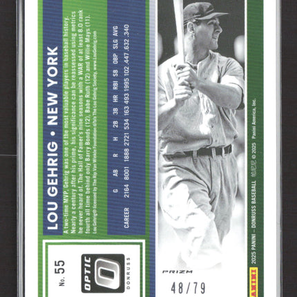 2025 Panini Donruss Optic Prizm Lou Gehrig #55 Pink Velocity /79