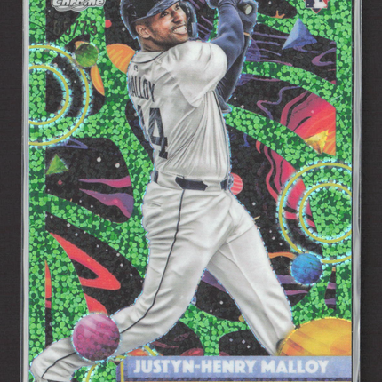 2025 Topps Chrome Cosmic Justyn-Henry Malloy #75 Green Speckle RC /75
