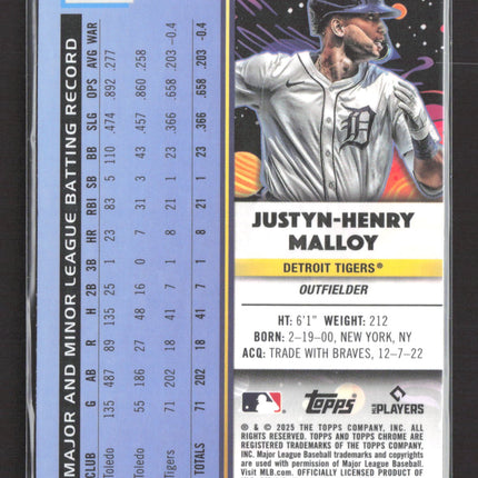 2025 Topps Chrome Cosmic Justyn-Henry Malloy #75 Green Speckle RC /75