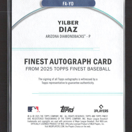 2025 Topps Finest Yilber Diaz #FA-YD Purple 042/125 Auto