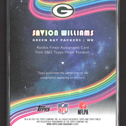 2025 Topps Finest Savion Williams #RFA-SW Refractor RC Auto