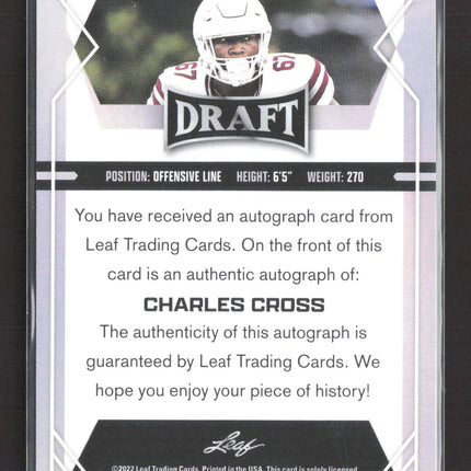2022 Leaf Draft Charles Cross #BA-CC1 Blue RC Auto