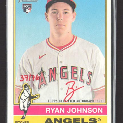 2025 Topps Heritage Ryan Johnson #ROA-RJ 37/76 Auto Red One Red Ink