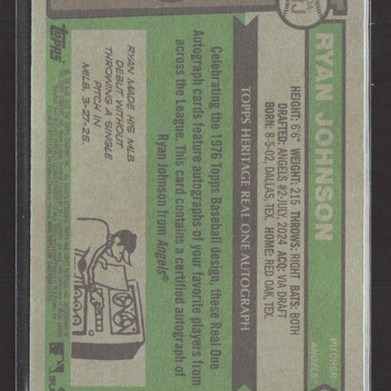 2025 Topps Heritage Ryan Johnson #ROA-RJ 37/76 Auto Red One Red Ink