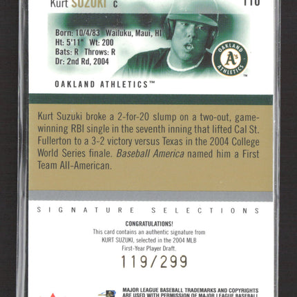 2004 Fleer Hot Prospects Draft Edition Kurt Suzuki #110 119/299 Auto
