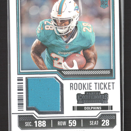 2023 Panini Contenders Rookie Ticket De'Von Achane #TS9 Clothing Patch RC