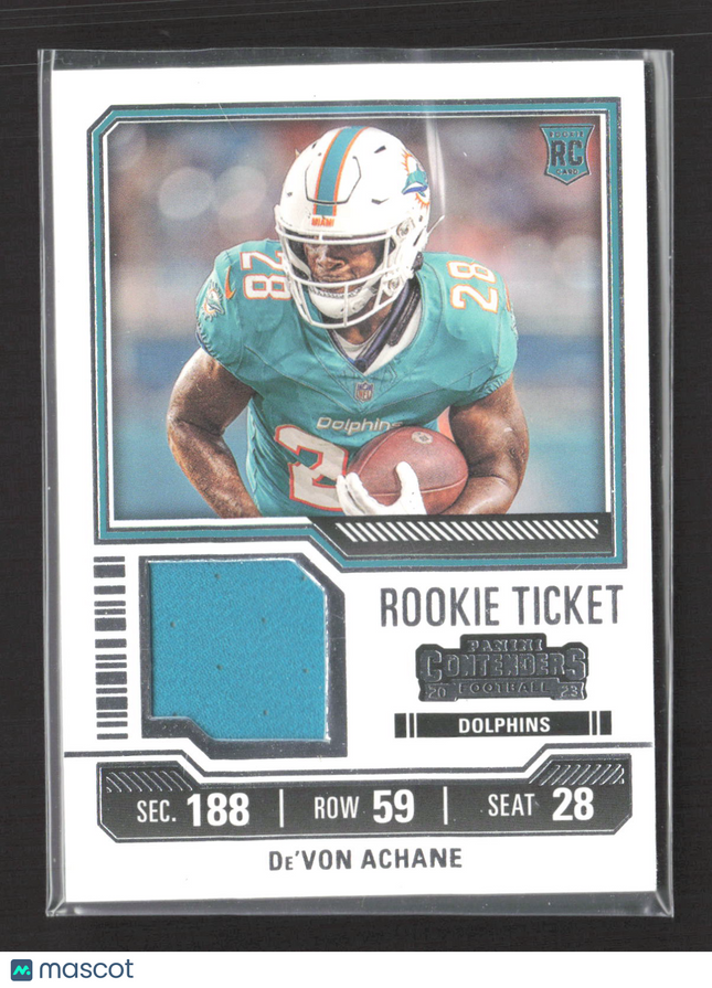 2023 Panini Contenders Rookie Ticket De'Von Achane #TS9 Clothing Patch RC