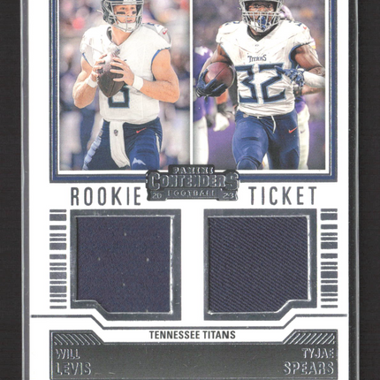 2023 Panini Contenders Football Tyjae Spears Will Levis #DS-3 Dual Jersey