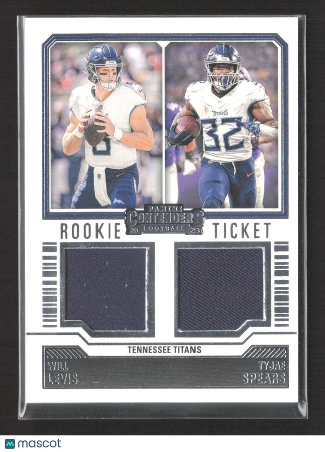 2023 Panini Contenders Football Tyjae Spears Will Levis #DS-3 Dual Jersey