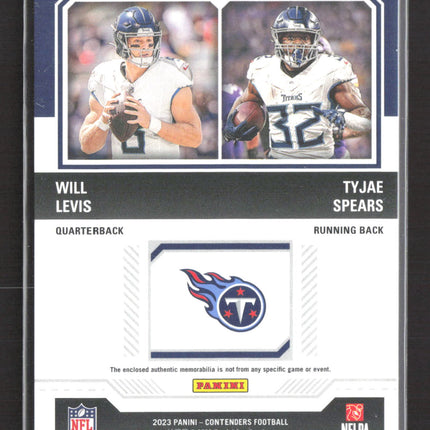 2023 Panini Contenders Football Tyjae Spears Will Levis #DS-3 Dual Jersey