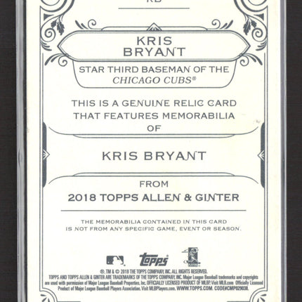2018 Topps Allen & Ginter Kris Bryant #FSRB-KB Memorabilia Game-Used Jersey