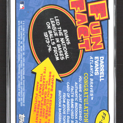 2005 Topps Bazooka Fun Fact Darrell Evans #FF-DE Authentic Game-Used Bat