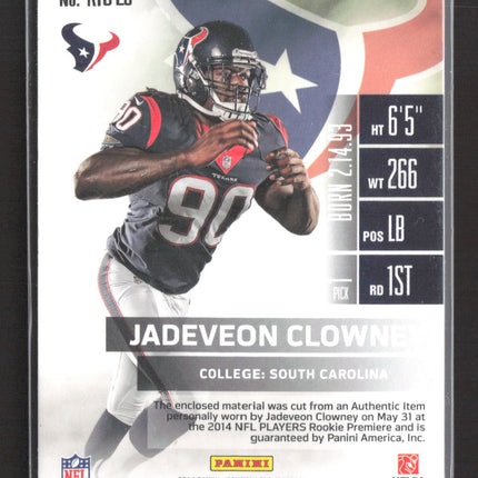 2014 Panini Contenders Rookie Ticket Jadeveon Clowney #RTS-29 RC Jersey